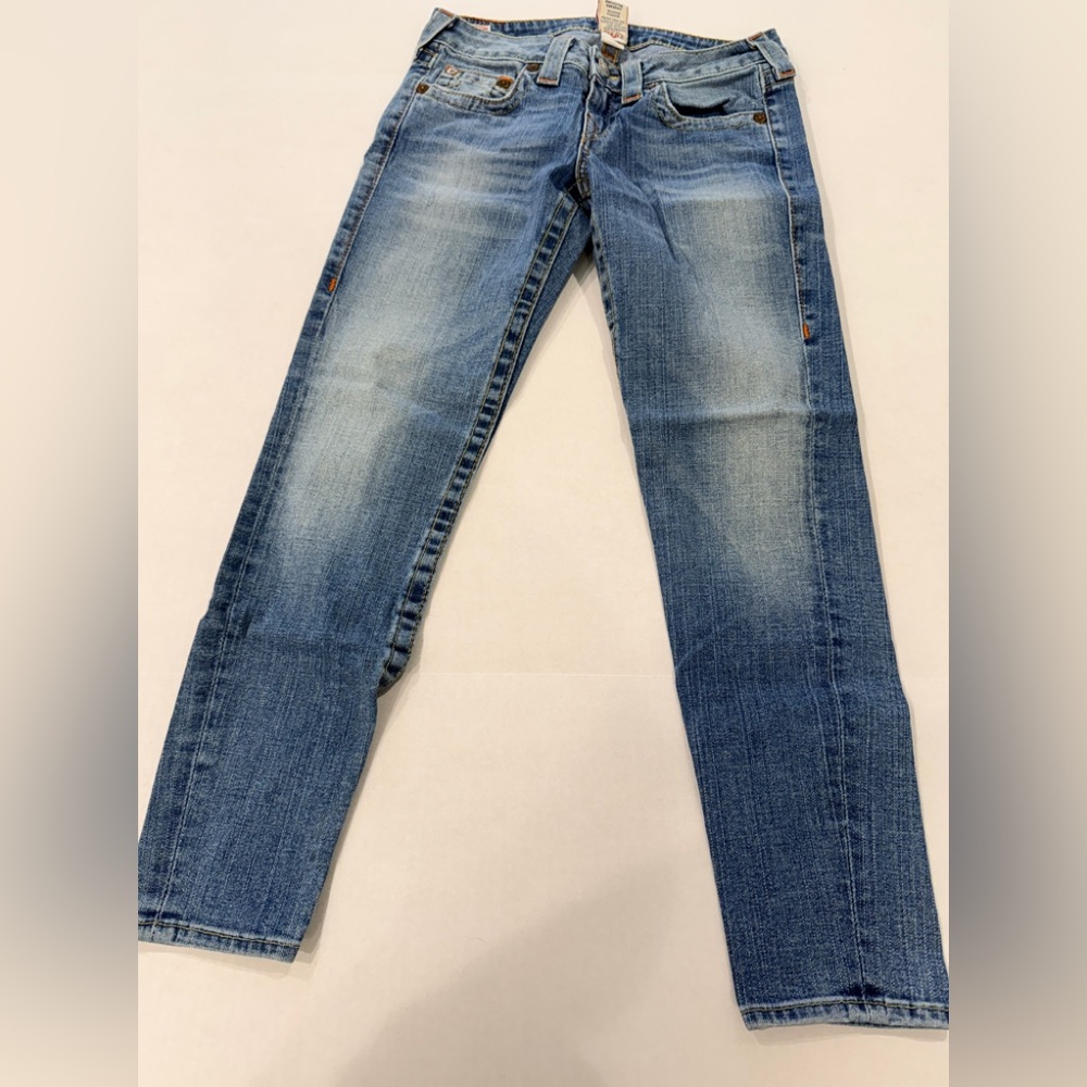 True Religion “Holly” Denim Jeans Cropped Size 28